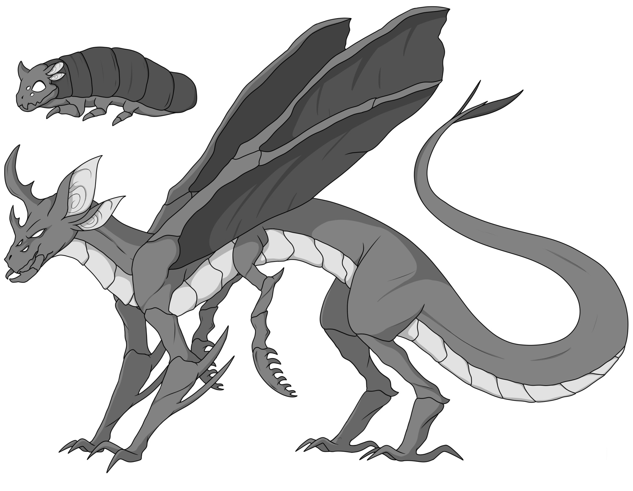 Concept art of the Swarmstingers, a fake ancient breed for the game Flight Rising.